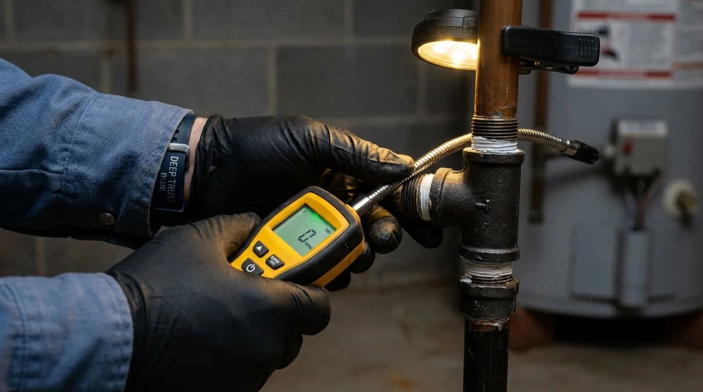 Gas leak detection with electronic sniffer by Johns Plumbing LLC in Chesterfield