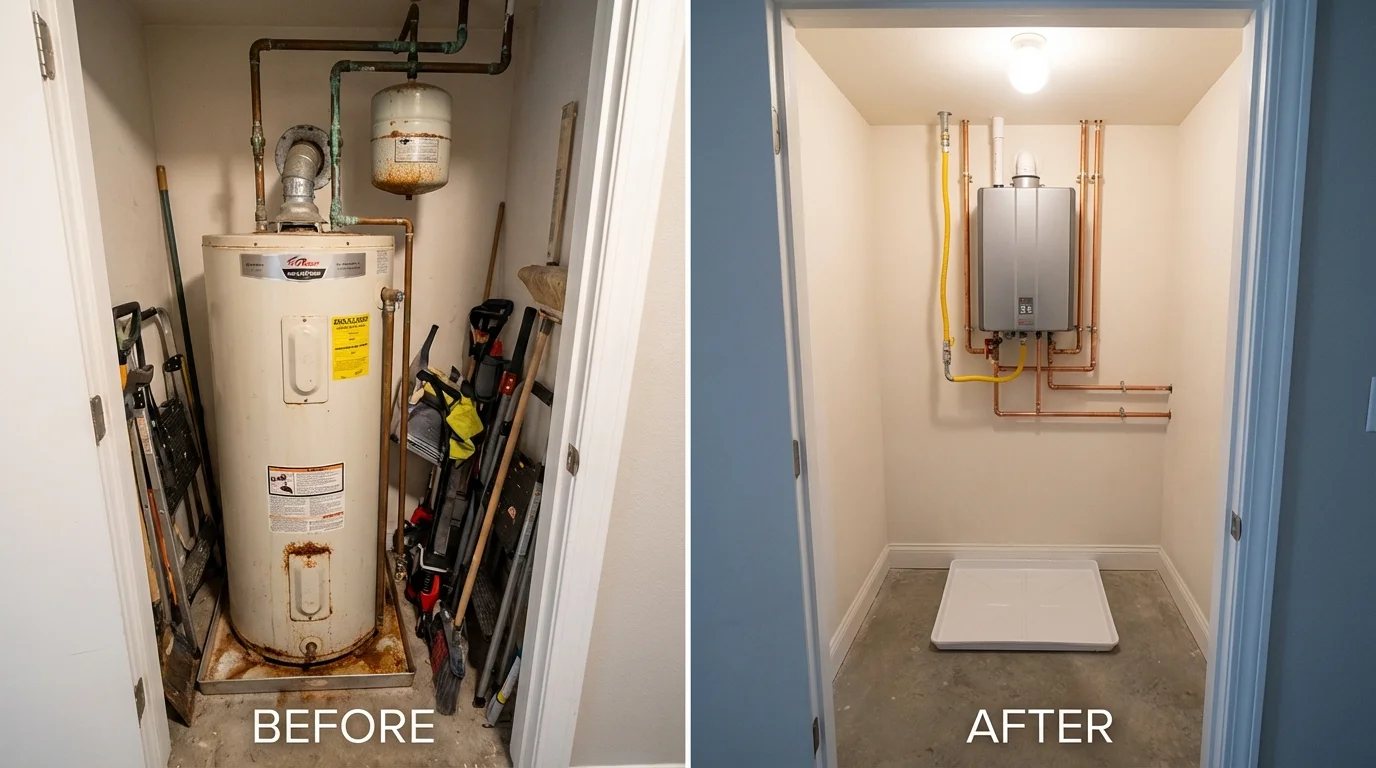 Tank water heater versus wall-mounted tankless unit comparison for Chesterfield, SC homeowners